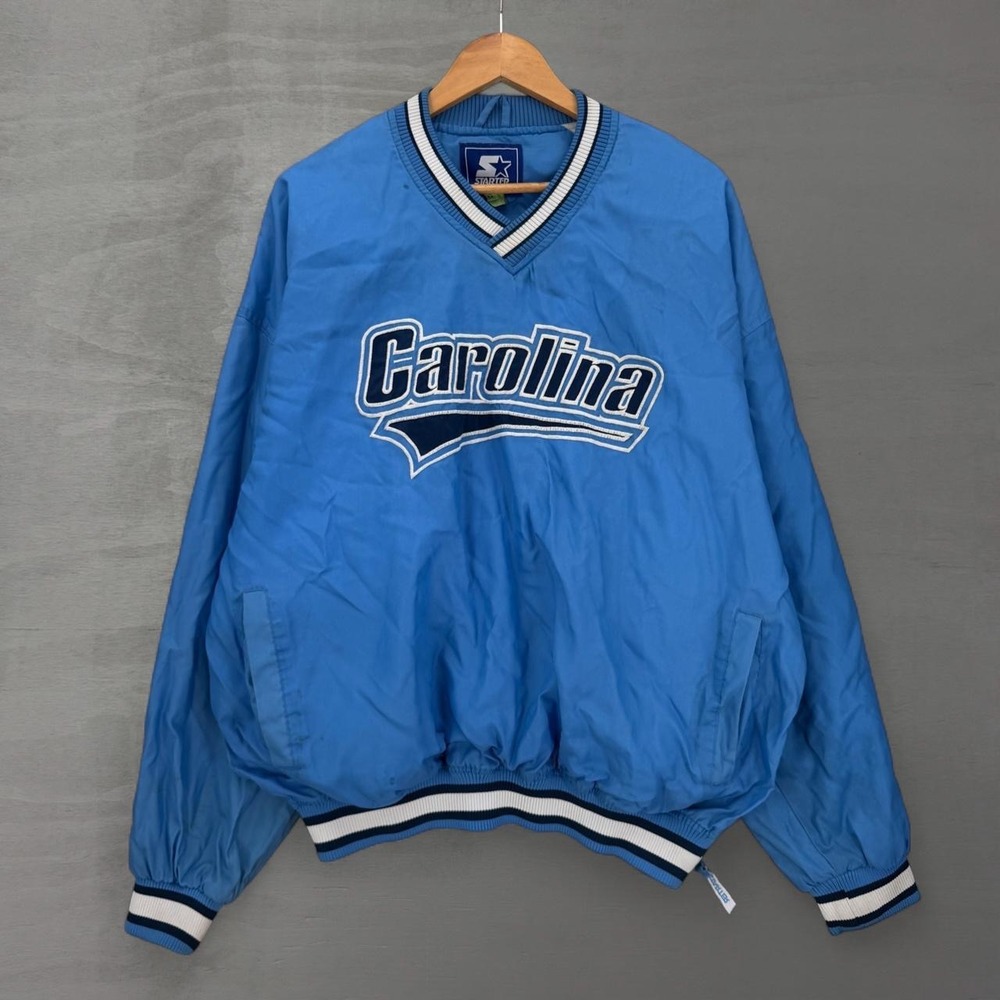 Vintage Starter Windbreaker Pullover Blue Carolina Tar Heels NCAA  XXL